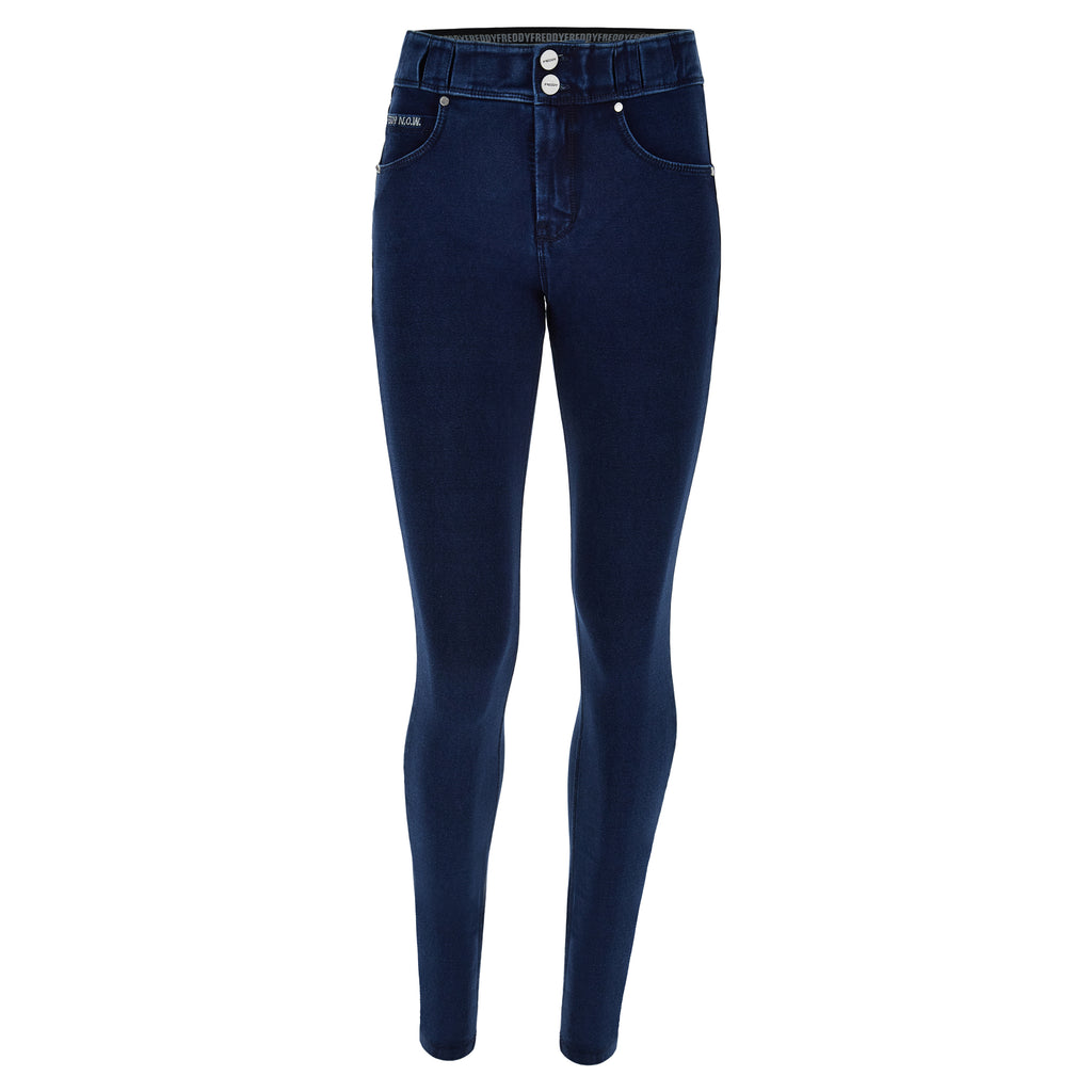 N.O.W.® kalhoty s denimovým efektem – slim fit střih se zúženými nohavicemi v džínové modré, modrý šev