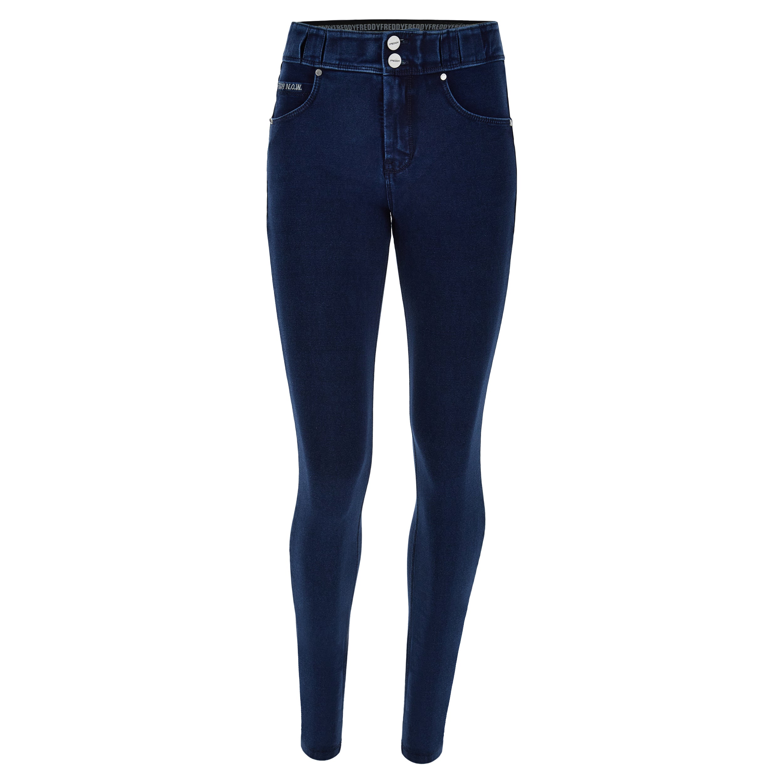 N.O.W.® kalhoty s denimovým efektem – slim fit střih se zúženými nohavicemi v džínové modré, modrý šev