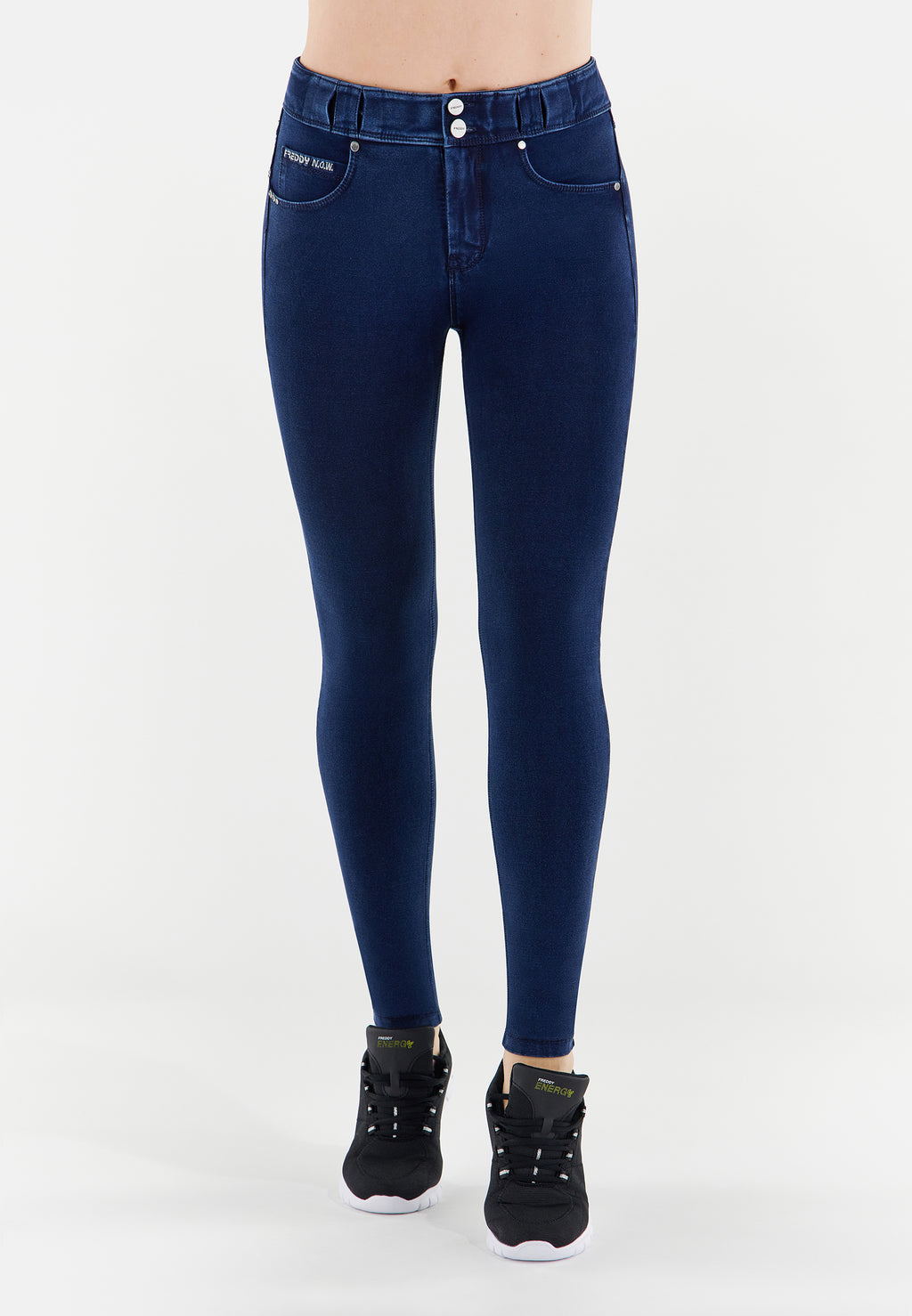 N.O.W.® kalhoty s denimovým efektem – slim fit střih se zúženými nohavicemi v džínové modré, modrý šev