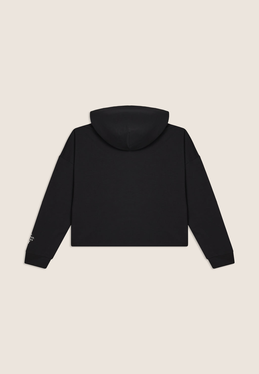 Oversize cropped mikina s kapucí a potiskem MST v černé barvě