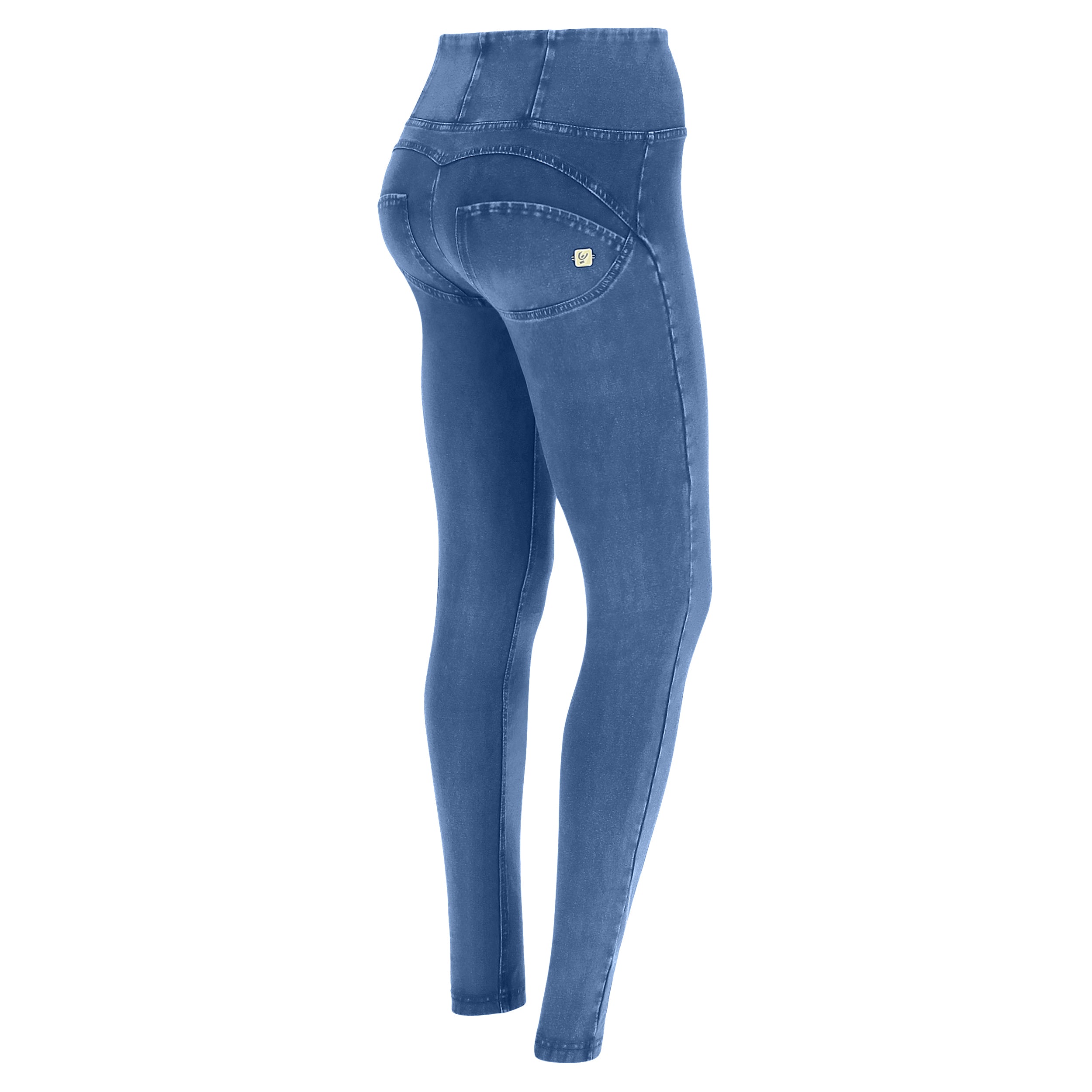 Freddy kalhoty v džínové světle modré, modrý šev, vysoký pas, skinny střih, denim žerzej