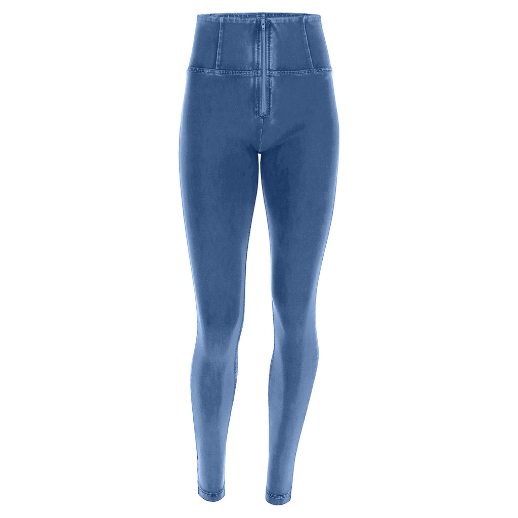 Freddy kalhoty v džínové světle modré, modrý šev, vysoký pas, skinny střih, denim žerzej