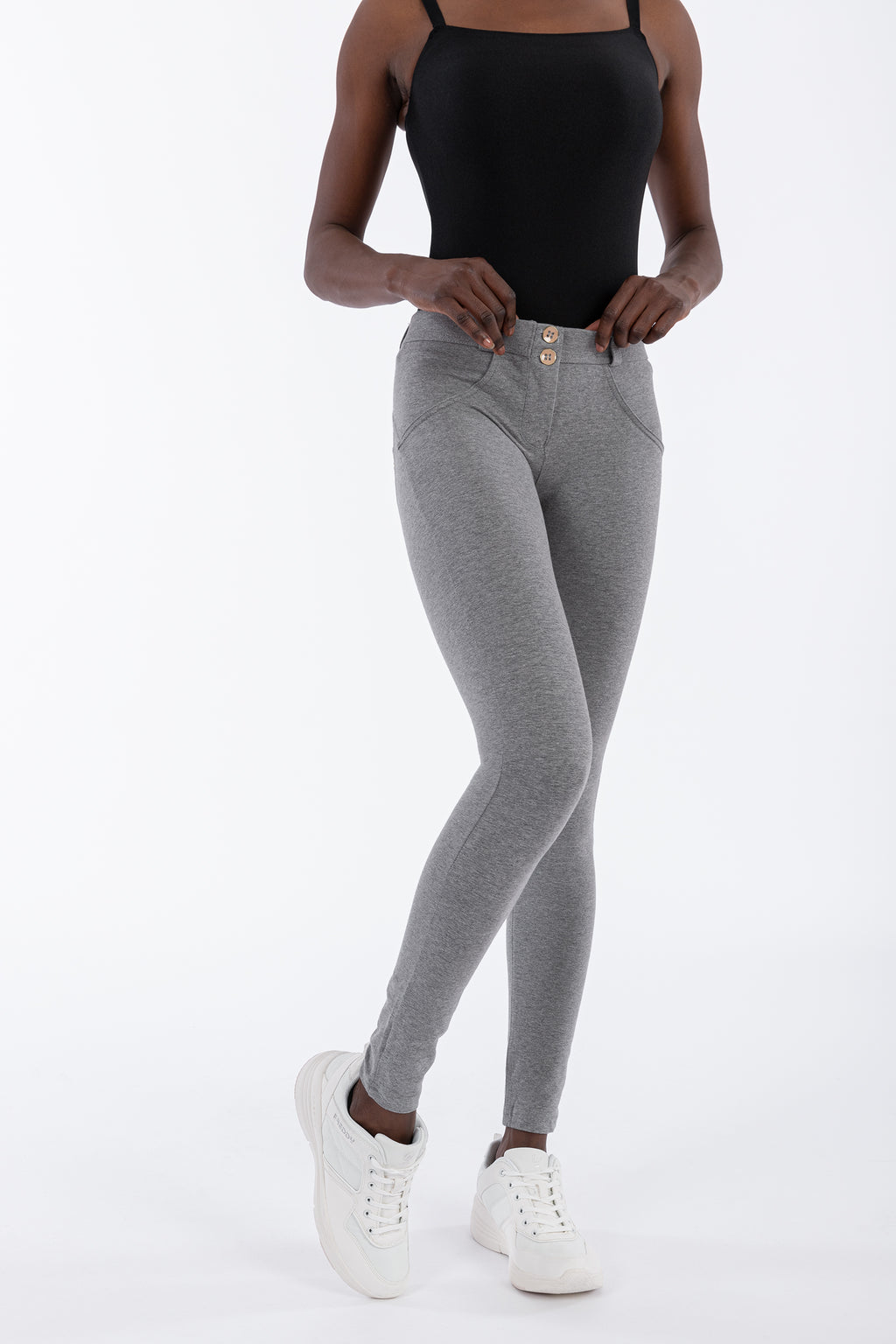 WR.UP® kalhoty s klasickým pasem a extra úzkým střihem (super skinny) v šedé melírované barvě