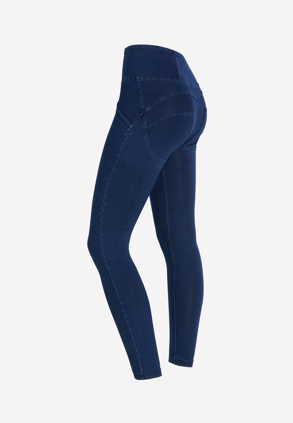 Freddy kalhoty WR.UP® shaping jeggings s vysokým pasem, se zipem a středovými švy v džínové modré barvě