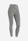 Freddy kalhoty WR.UP® shaping jeggings s vysokým pasem, se zipem a středovými švy v džínové šedé barvě