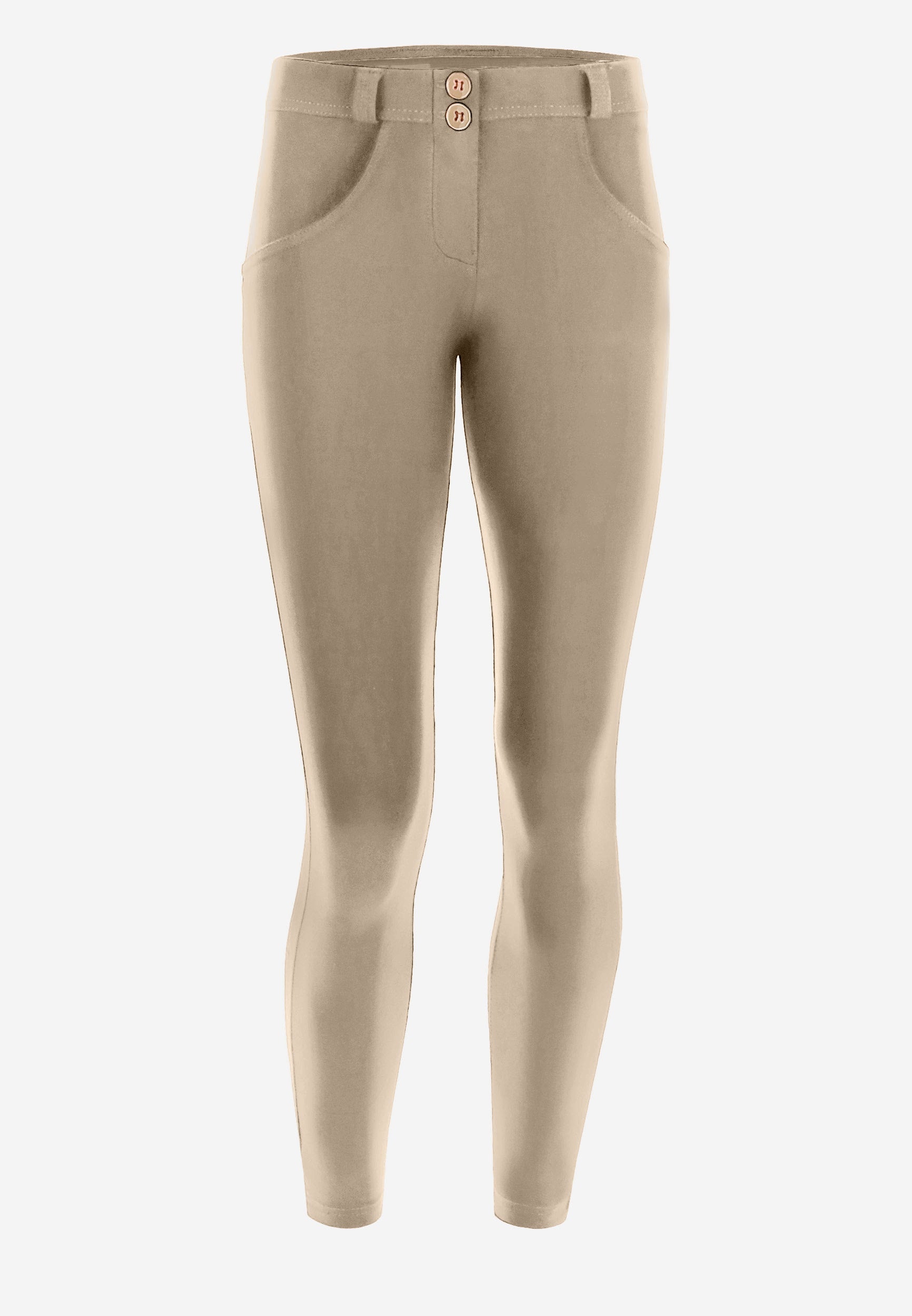 Freddy kalhoty WR.UP® 7/8 superskinny push-up kalhoty z organické bavlny v béžové barvě